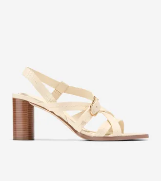 Cole Haan Womens Dillon Heeled Strappy Sandals - Beige Size 10.5
