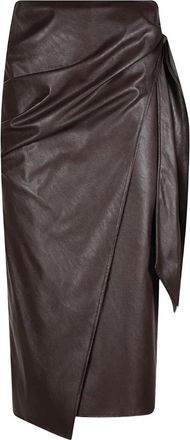 Elisabetta Franchi Midi Rok - Dames - Midirokken - Bruin - L - Leer - Rokken