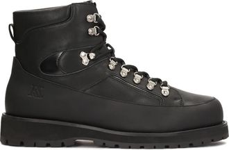 Kazar Massieve zwarte laarzen op trep zool - Heren - Veterlaarzen - Zwart - 42 EU - Leer - Schoenen