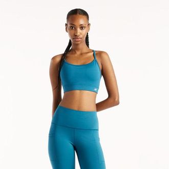 New Balance Donna NB Essential Yoga Bra in Blu, Maglia di Poliestere, Taglia XS