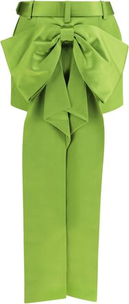 Self Portrait Womens Satin Bow Mini Skirt Green Polyester