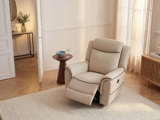 Vente-Unique Poltrona relax elettrica in Pelle Beige - ADELIO