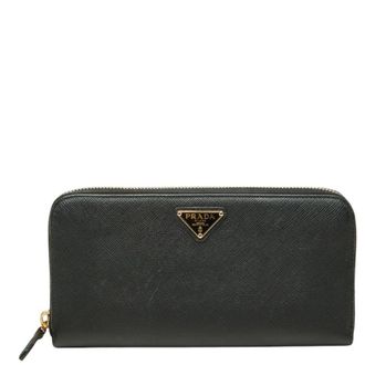 Prada Black Leather Long Wallet (Bi-Fold) (Pre-Owned)