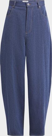 Bottega Veneta Mens Wide-Leg Drill Trousers