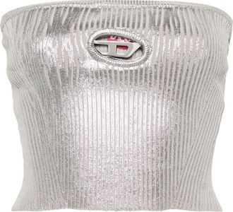 Diesel Clarksville top - women - Cotton/Elastane/Nylon - M - Silver