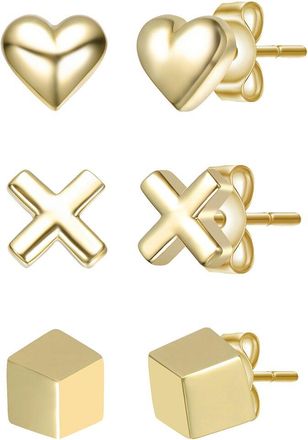 Genevive 14K Plated Stud Earrings