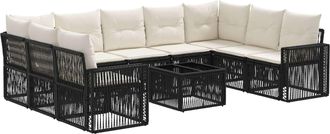 vidaXL Conjunto De Sof&aacute;s De Jard&iacute;n 10 Uds. Negro Y Blanco Crema Vidaxl