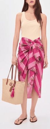 Guadalupe Design Luciana Palm Pareo Skirt in Pink at Nordstrom, Size X-Small