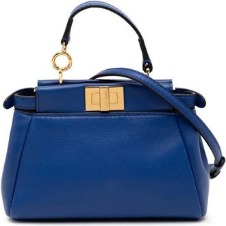 Fendi 2000-2010 Micro Shiny Nappa Peekaboo Iconic satchel - Blu