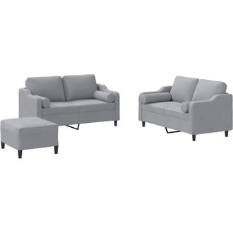 vidaXL Vidaxl - Juego De Sof&aacute;s Con Cojines 3 Piezas Tela Gris Claro