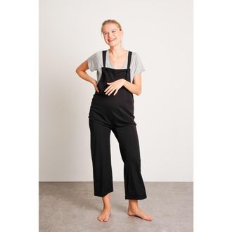 Nom Maternity Imogen Maternity Overalls in Black at Nordstrom, Size X-Large
