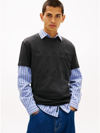 Tommy Hilfiger Mens Tommy Jeans Tonal Flag Logo T-Shirt - Black - L
