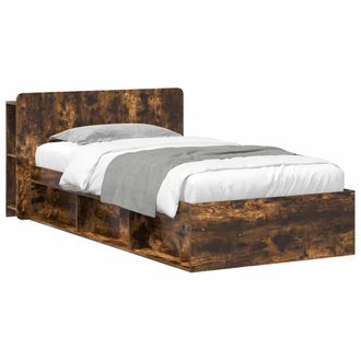Berkfield Home Bed Frame with Storage Smoked Oak 80 x 200 cm Engineered Wood in Brown