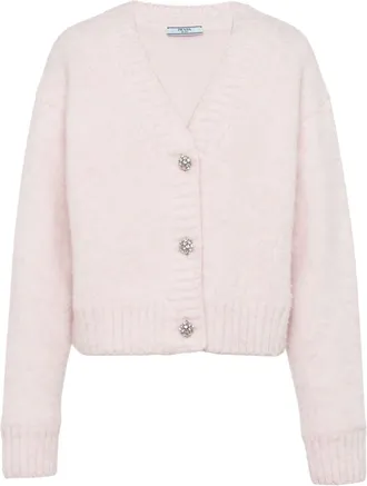 Prada wool V-neck cardigan - women - Wool - 40 - Pink