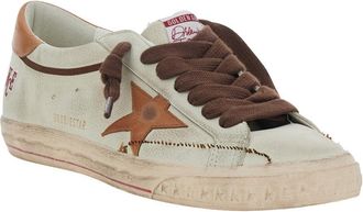 Golden Goose Mens Sneakers Super Star Nabuk White-Grey Nubuck Leather Trainers