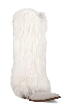 Dingo Snuggle Faux Fur Western Boot in White at Nordstrom, Size 8