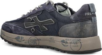 Premiata Mens Sneakers Nous Navy Blue Suede And Mesh Upper: Calfskin Trainers