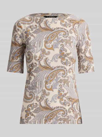 Lauren Ralph Lauren Regular Fit T-Shirt aus Baumwoll-Mix in Sand, Gr&ouml;&szlig;e XXL