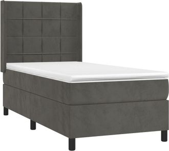 vidaXL Cama Box Spring Colch&oacute;n Y Led Terciopelo Gris Oscuro 90x190 Cm Vidaxl