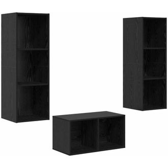 vidaXL Vidaxl - Conjunto De Mueble De Tv Roble Negro 37 X 37 X 107 Cm