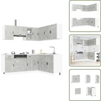 vidaXL Mobili da cucina con scomparti - vidaXL Set Mobili da Cucina 11 pz Porto Grigio Cemento in Truciolato - Mobili da cucina con piedini regolabili