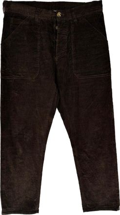 Nanushka Hiden-Buttoned Trousers in Brown Corduroy