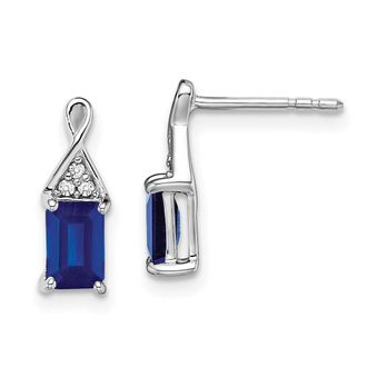 Diamond2Deal 14k White Gold Sapphire and Diamond Earrings