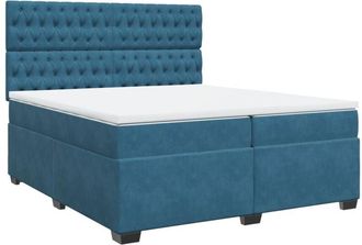 vidaXL Box Spring Bed with Mattress Blue 200x200 cm Velvet vidaXL