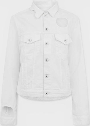 Off-white Womens Meteor Hole Jacket White Cotton - Size Medium
