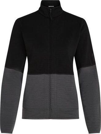 Icebreaker Merino 400 RealFleece Descender L/S Zip Merinojacke für Damen | schwarz/grau