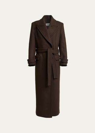 Balmain Belted Wool Oversized Long Coat
