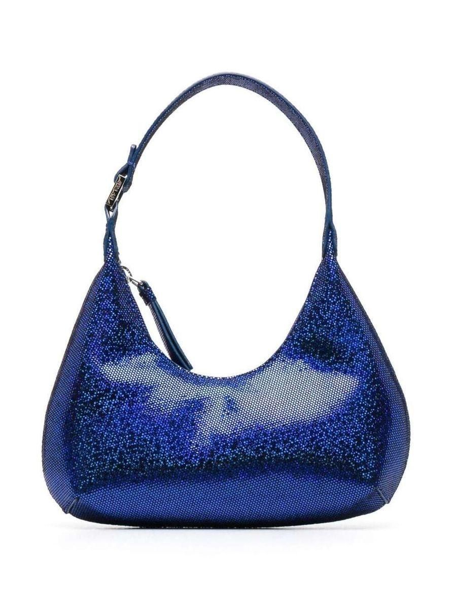 トートバッグ by FAR Baby Cush Bag in Blue Leather By Far Baby Cush Aquamarine Metallic Leather Handbag