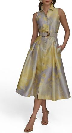 DKNY Floral Print Midi Dress in Limoncello Multi at Nordstrom, Size 14