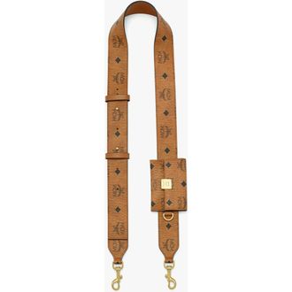 MCM Aren Shoulder Strap with Pouch in Visetos in Cognac at Nordstrom