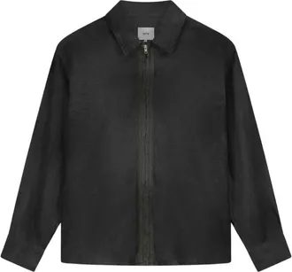 Arte Dusty Linen Zip Shirt - Heren - Overhemden - Zwart - Maat: S Linnen