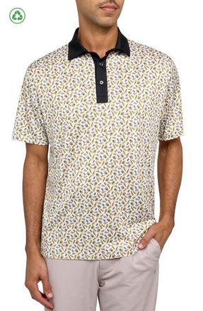 Con.Struct Regular Fit Micro Beers Print Recycled Performance Golf Polo in White/yellow at Nordstrom, Size Xxx-Large