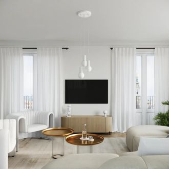 Wonderlamp L&aacute;mpara de techo blanco con 3 esferas de cristal colgantes
