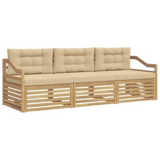 vidaXL Conjunto De Sof&aacute;s De Exterior Con Coj&iacute;n 3 Pcs Y Beige Poli&eacute;ster Vidaxl