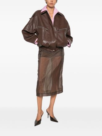 032c Faux Leather Bomber Jacket - Brown