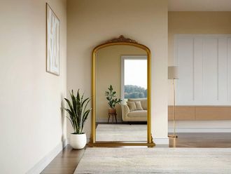 Vente-Unique Large Paulownia Wood Mirror - W. 120 X H. 190 Cm - Gold - MERRY