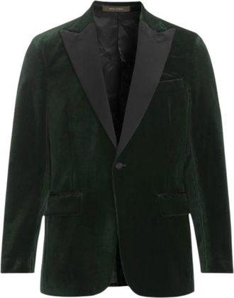 Oscar Jacobson Velvet Tuxedo Frampton Blazer - Heren - Blazers - Groen - M - Katoen - Jassen