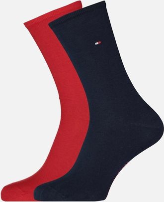 Tommy Hilfiger Womens 2-Pack Classic Embroidered Logo Womens Socks, Navy/Red - Black - Size: 6/6.5/7/7.5/8/8.5/9