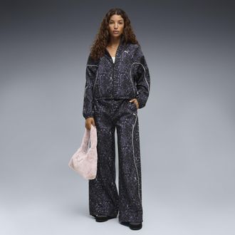 Puma Pantaloni sportivi da donna dal taglio morbido con stampa animalier e gamba ampia PUMA, Accessori, Grigio, XL