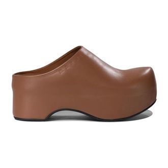 Marni Schoenen, Dames, Bruin, 37 EU, Leer, Chunky Clog Sabot