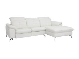 Vente-Unique Sof&aacute; rinconera relax el&eacute;ctrico piel de b&uacute;falo LISMORE - Blanco - &Aacute;ngulo derecho