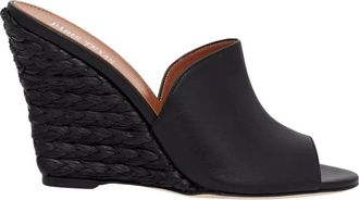 PARIS TEXAS Flip-Flops Op Een Gevlochten Hak - Dames - Sleehakken - Zwart - 38 EU - Leer - Schoenen