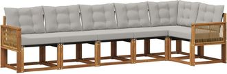 vidaXL Conjunto De Sof&aacute;s De Exterior 6 Uds. Natural Y Gris Claro Vidaxl
