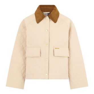 Barbour Light Jackets, female, Beige, Size: L Kirby Quilted Jacket