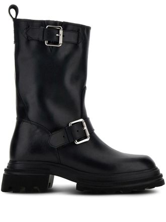 Hogan leather biker boots - Black