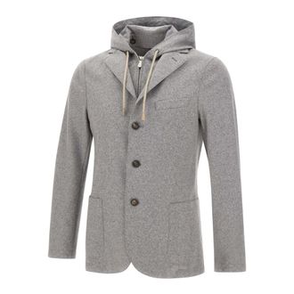 Eleventy Blazers, male, Gray, Size: M Single-breasted Jacket